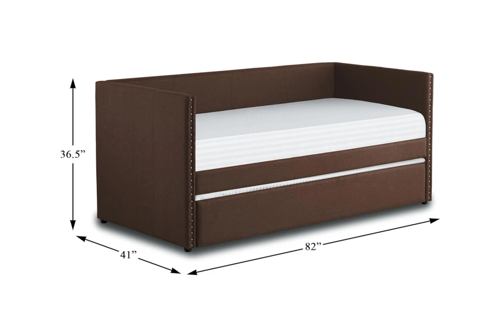 Tulney Chocolate Twin Upholstered Daybed With Trundle - Image 8