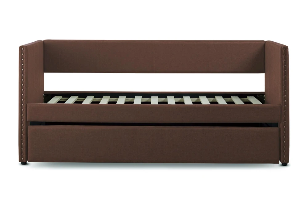 Tulney Chocolate Twin Upholstered Daybed With Trundle - Image 2