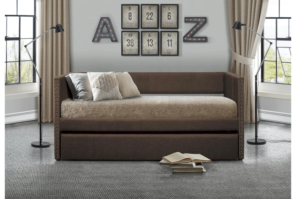 Tulney Chocolate Twin Upholstered Daybed With Trundle - Image 10