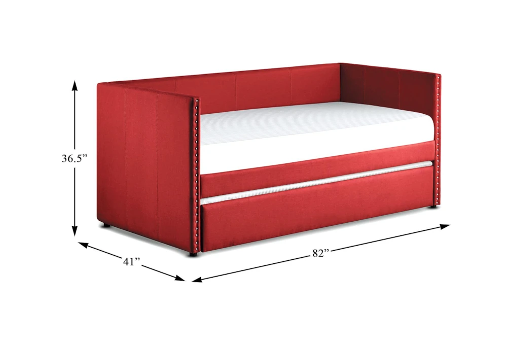 Tulney Red Twin Upholstered Daybed With Trundle - Image 8