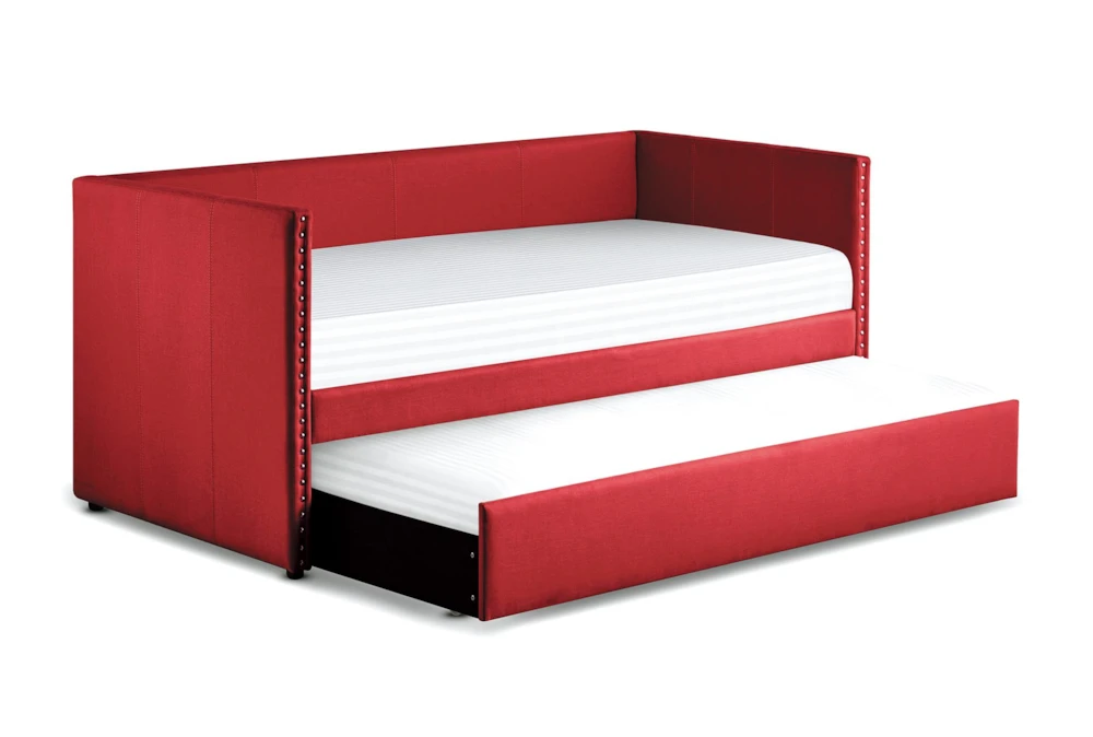 Tulney Red Twin Upholstered Daybed With Trundle - Image 3