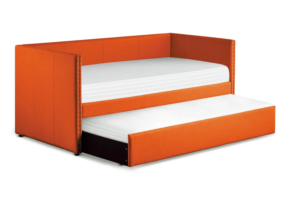Tulney Orange Twin Upholstered Daybed With Trundle - Image 3
