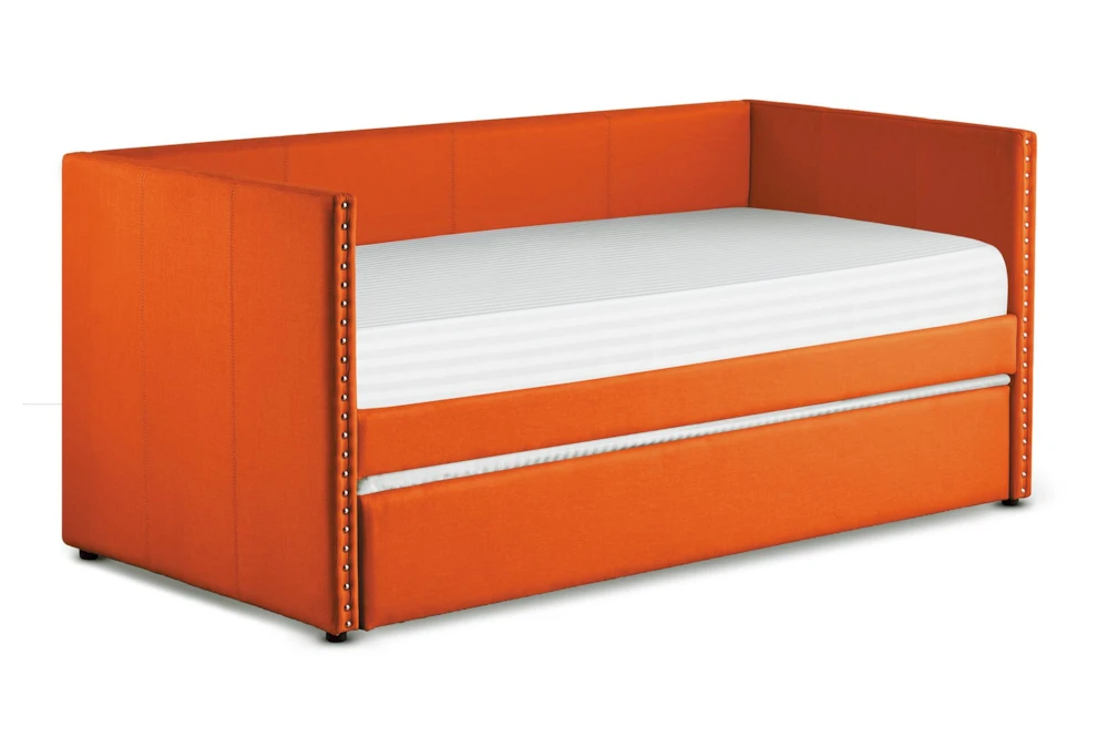 Tulney Orange Twin Upholstered Daybed With Trundle