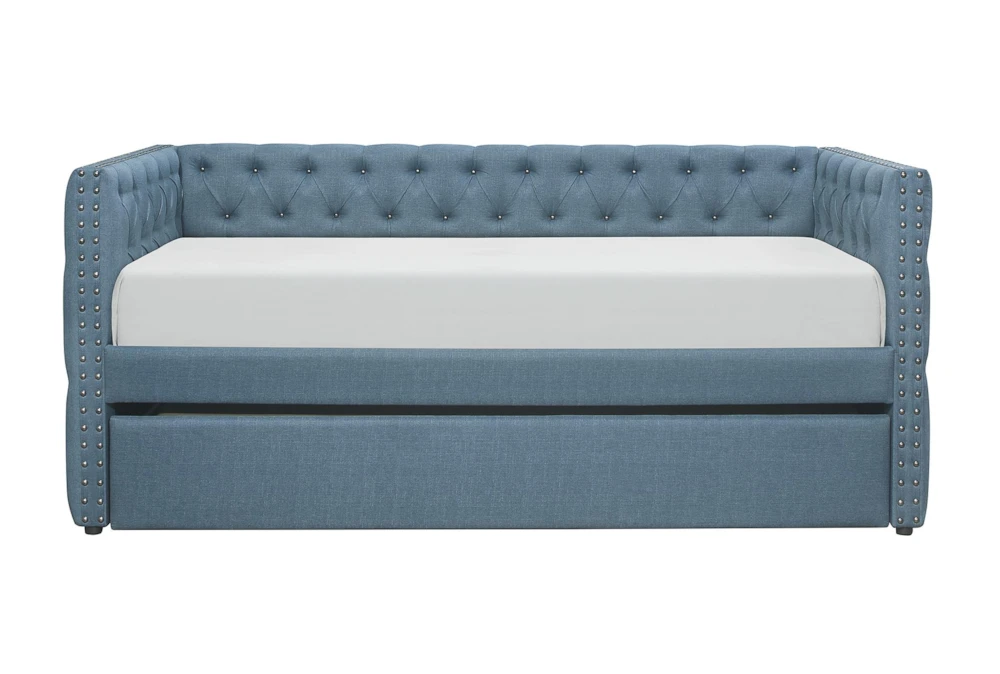 Sutton Light Blue Twin Upholstered Daybed With Trundle - Image 2