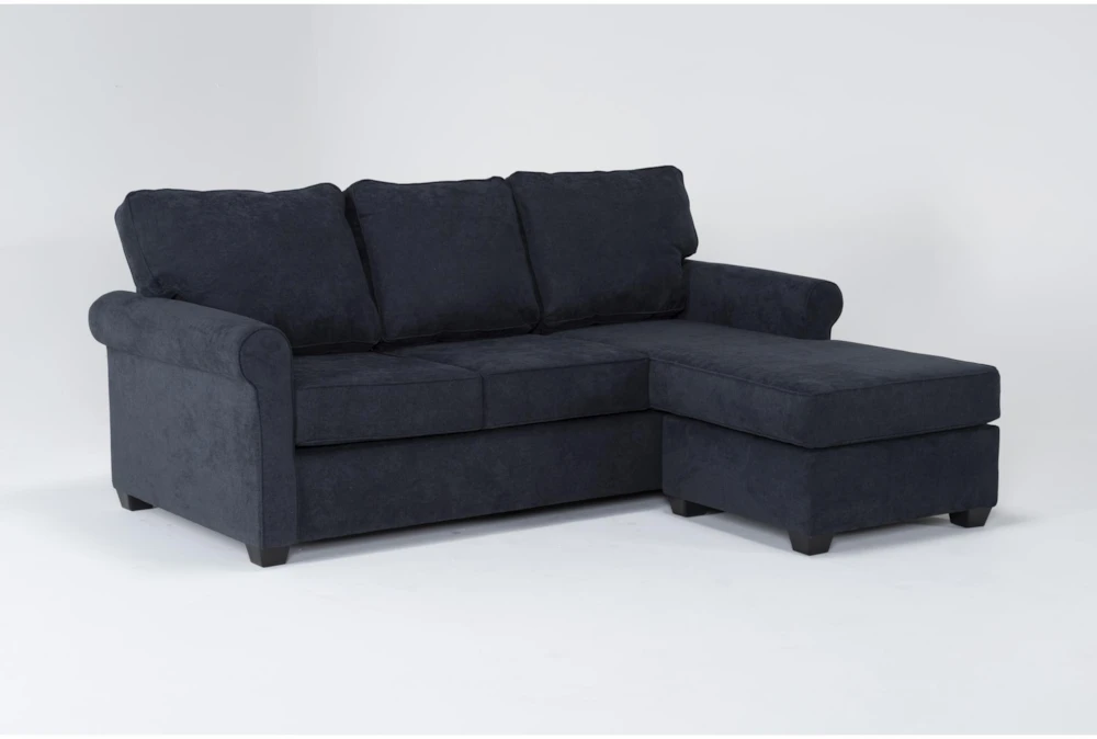 Athos Midnight Blue 86" Queen Sleeper Sofa With Reversible Chaise
