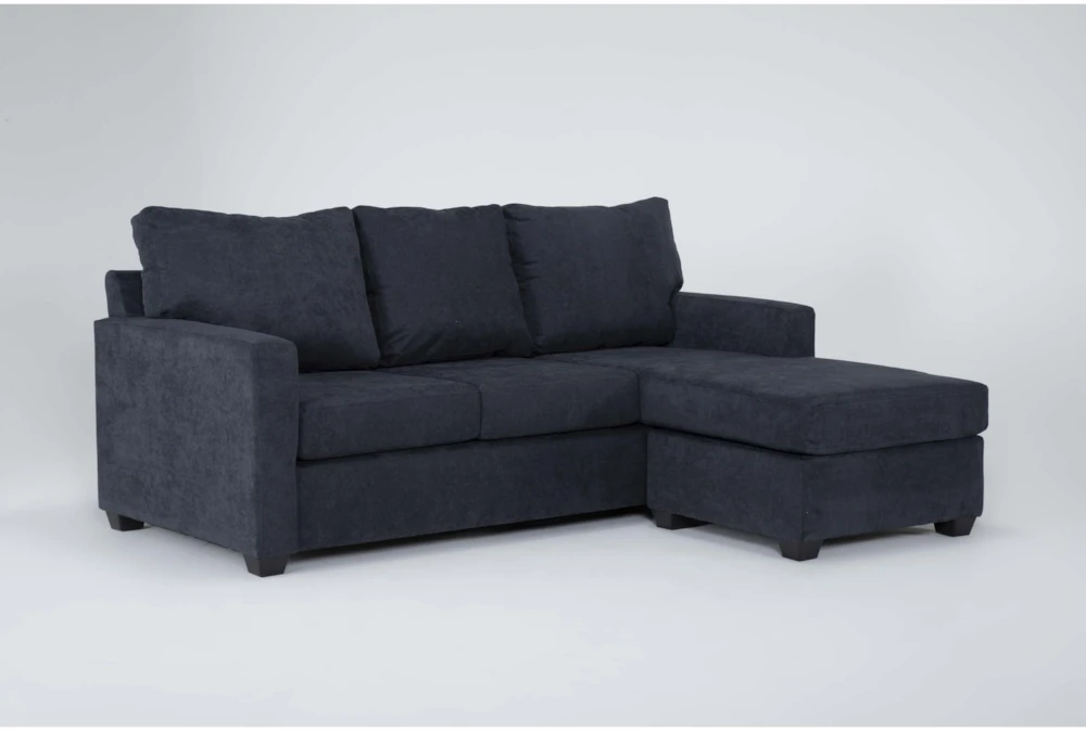 Aramis Midnight Blue 83" Queen Sleeper Sofa With Reversible Chaise