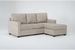 Aramis Cream 83" Queen Sleeper Sofa With Reversible Chaise