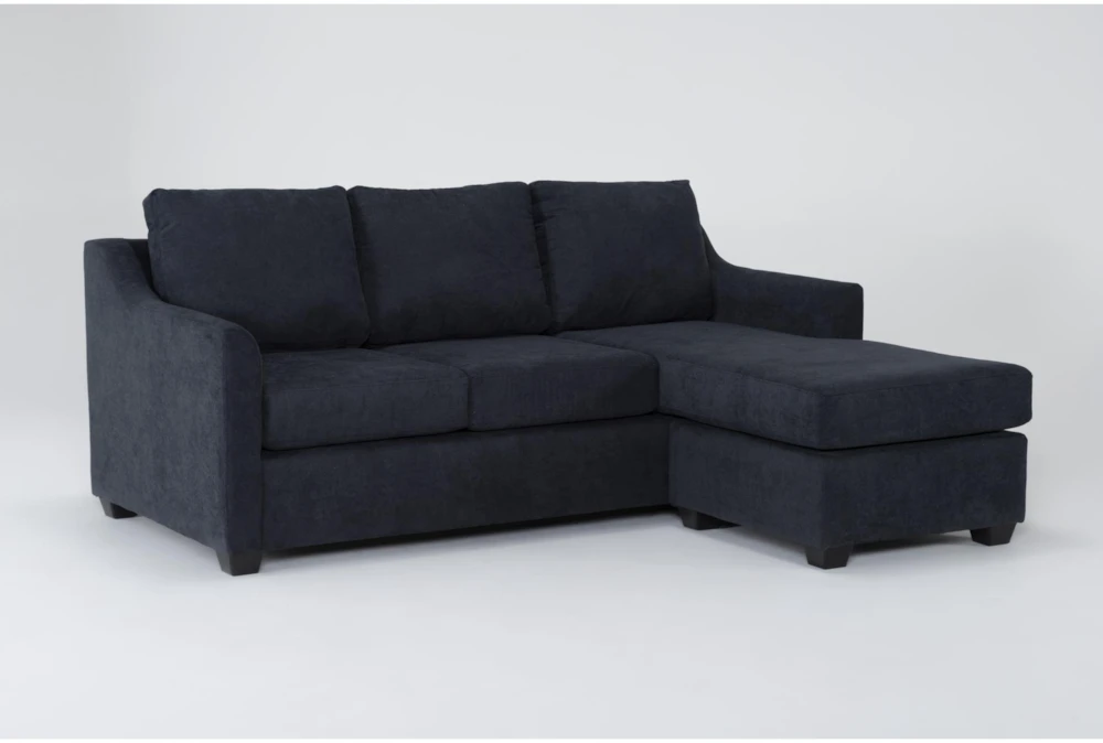 Porthos Midnight Blue 80" Queen Sleeper Sofa With Reversible Chaise