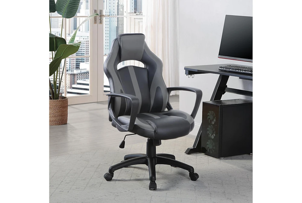 Zyair Black Faux Leather With Grey Gaming Chair - Image 3