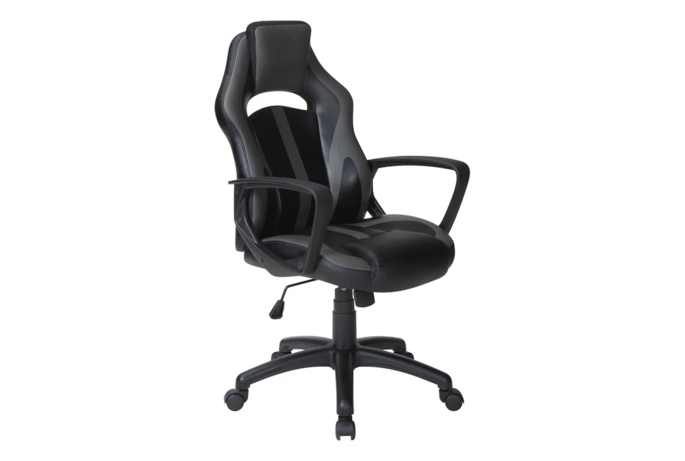 Zyair Black Faux Leather With Grey Gaming Chair