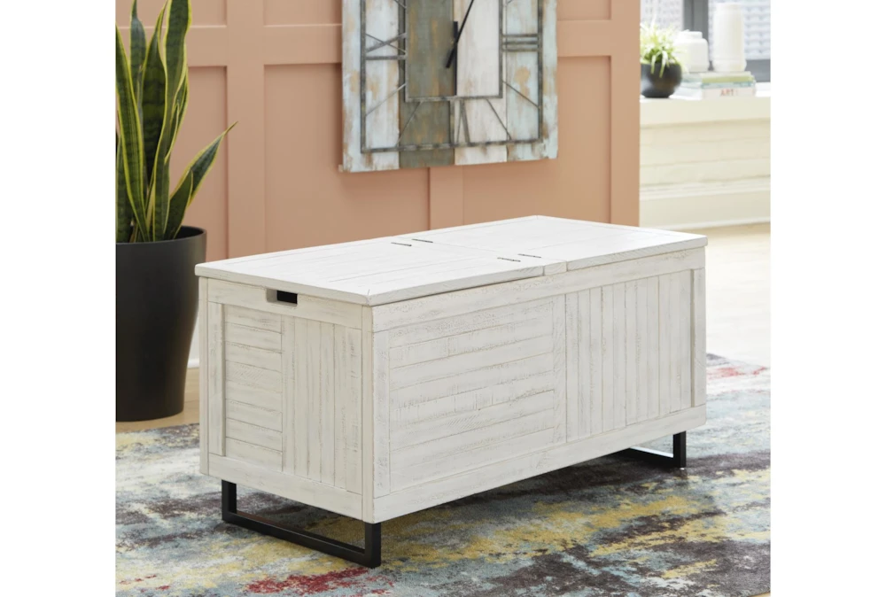 Colt Distressed White Storage Trunk - Image 7