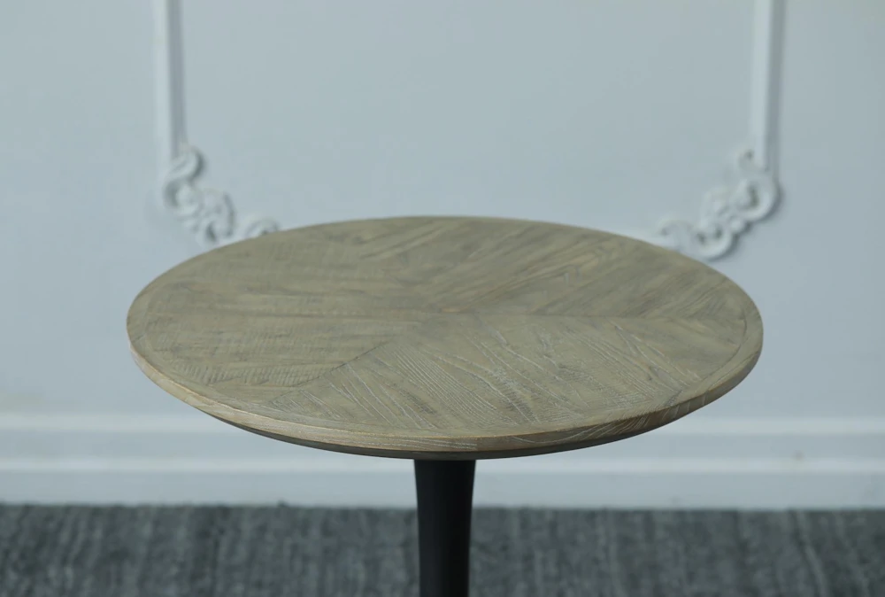 Grey Elm + Black Round Accent Table - Image 2