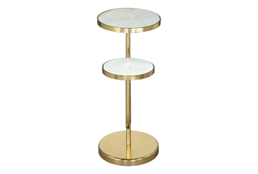 White & Gold Marble Tops Side Table - Image 2