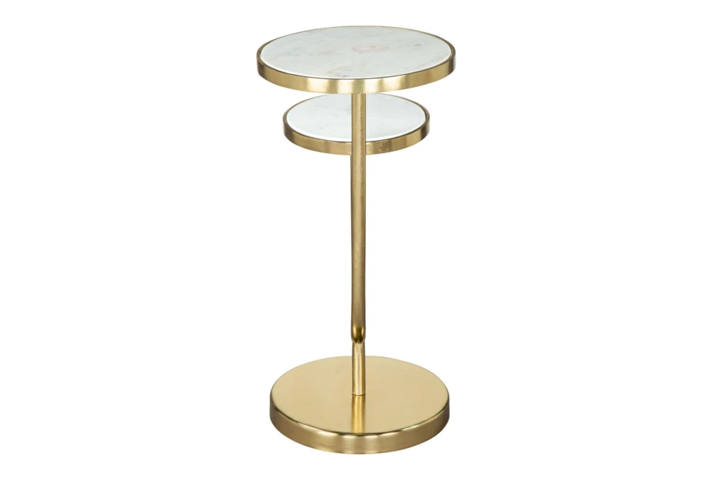 White & Gold Marble Tops Side Table - Image 3