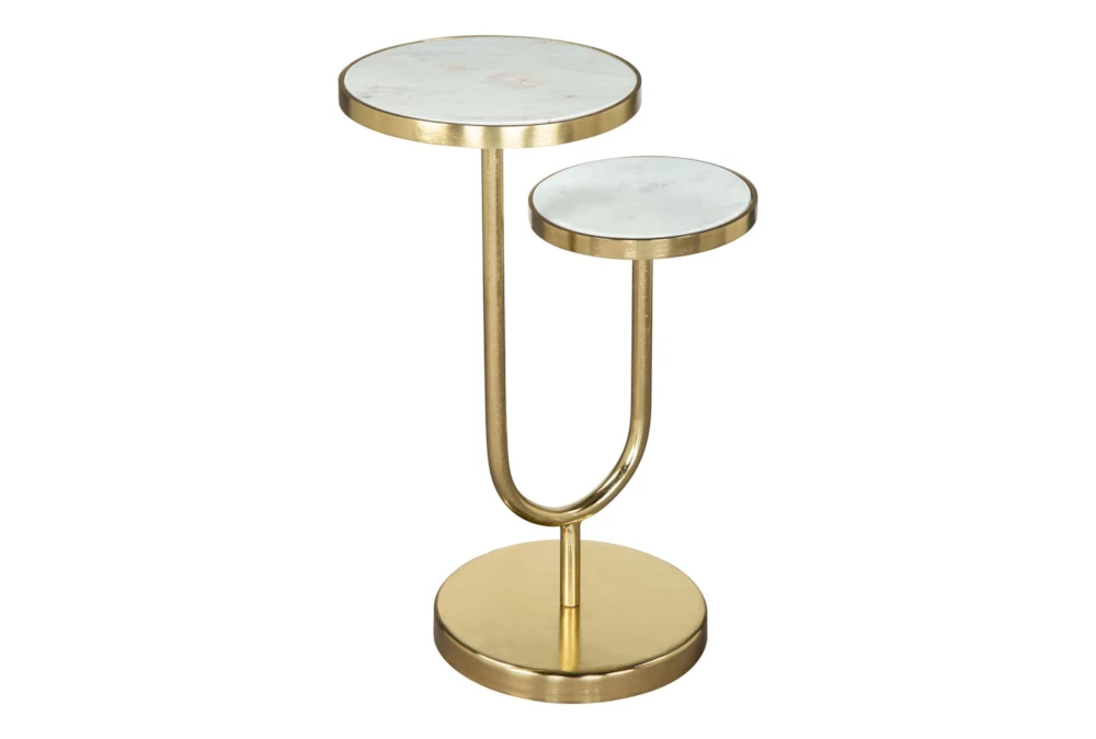 White & Gold Marble Tops Side Table - Image 4