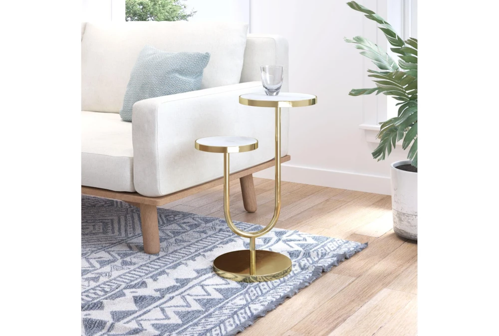 White & Gold Marble Tops Side Table - Image 10
