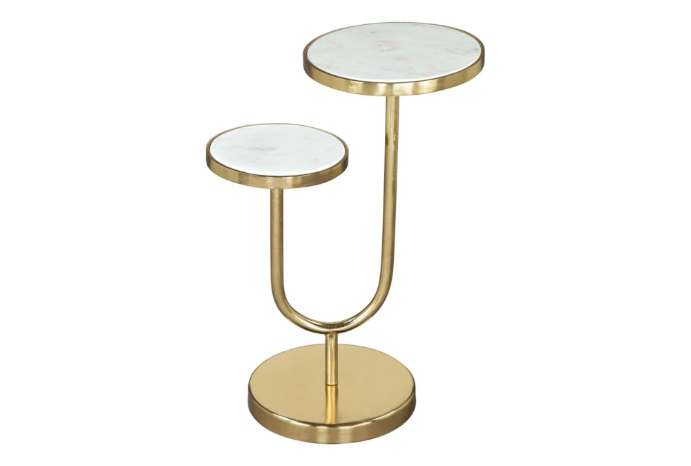 White & Gold Marble Tops Side Table