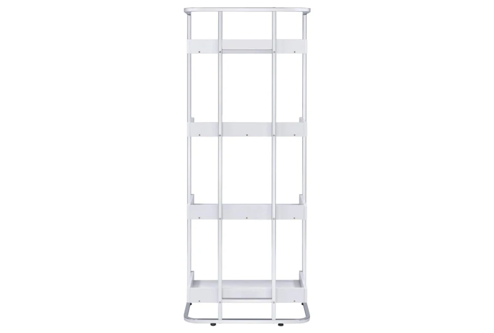 Eugene 4-Shelf Bookcase White High Gloss And Chrome - Image 6