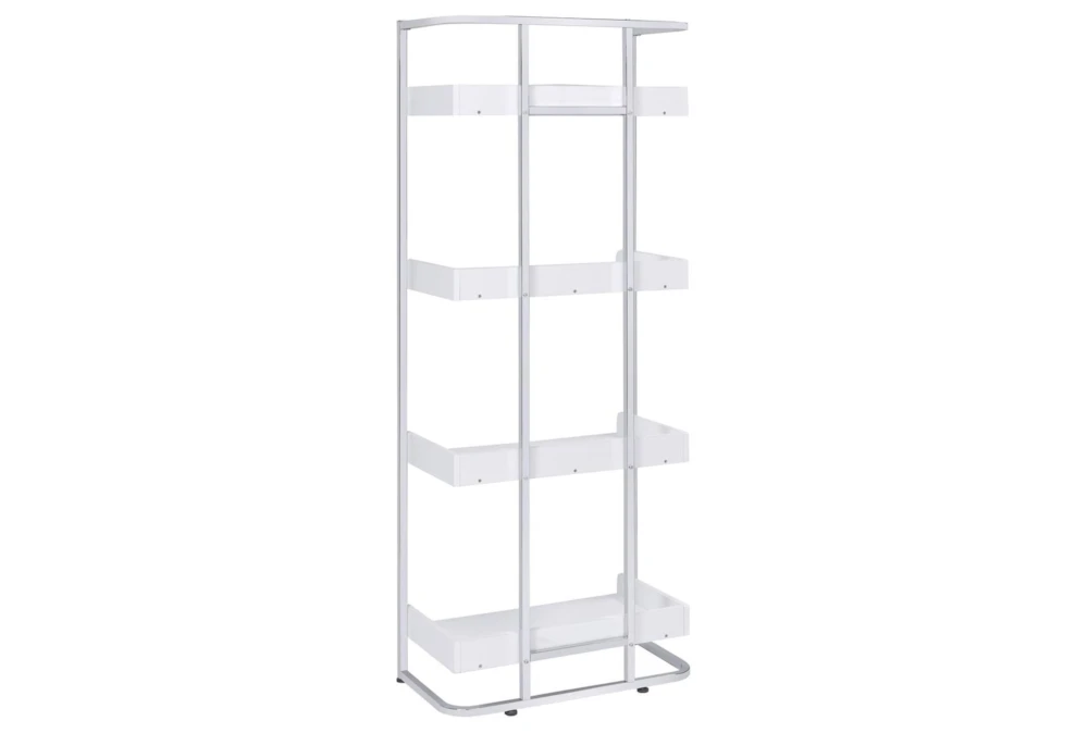 Eugene 4-Shelf Bookcase White High Gloss And Chrome - Image 7