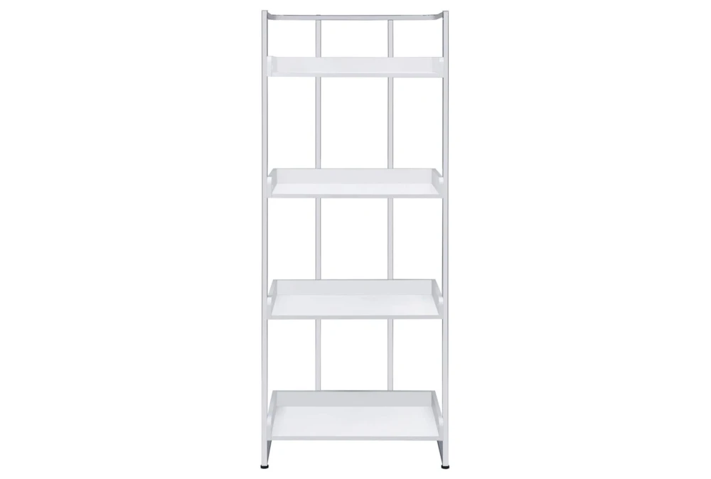 Eugene 4-Shelf Bookcase White High Gloss And Chrome - Image 2