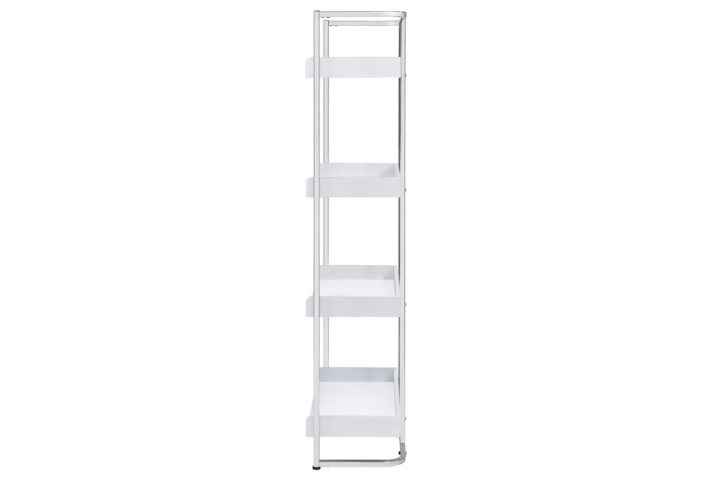 Eugene 4-Shelf Bookcase White High Gloss And Chrome - Image 3