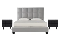 Boswell King Upholstered Panel 3 Piece Bedroom Set With 2 Joren Nightstands