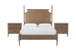 Magnolia Home Anders Weathered Brown King Poster 3 Piece Bedroom Set With 2 Hartley Nightstands By Joanna Gaines