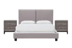 Rylee California King Upholstered Panel 3 Piece Bedroom Set With 2 Finley Nightstands