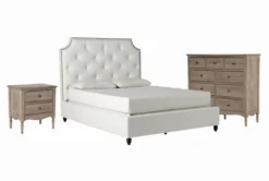 Sophia II Queen Upholstered Storage 3 Piece Bedroom Set With Deliah Chest Of Drawers + 3-Drawer Nightstand