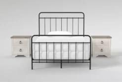 Kyrie Black Full Metal Panel 3 Piece Bedroom Set With 2 Cassie Nightstands