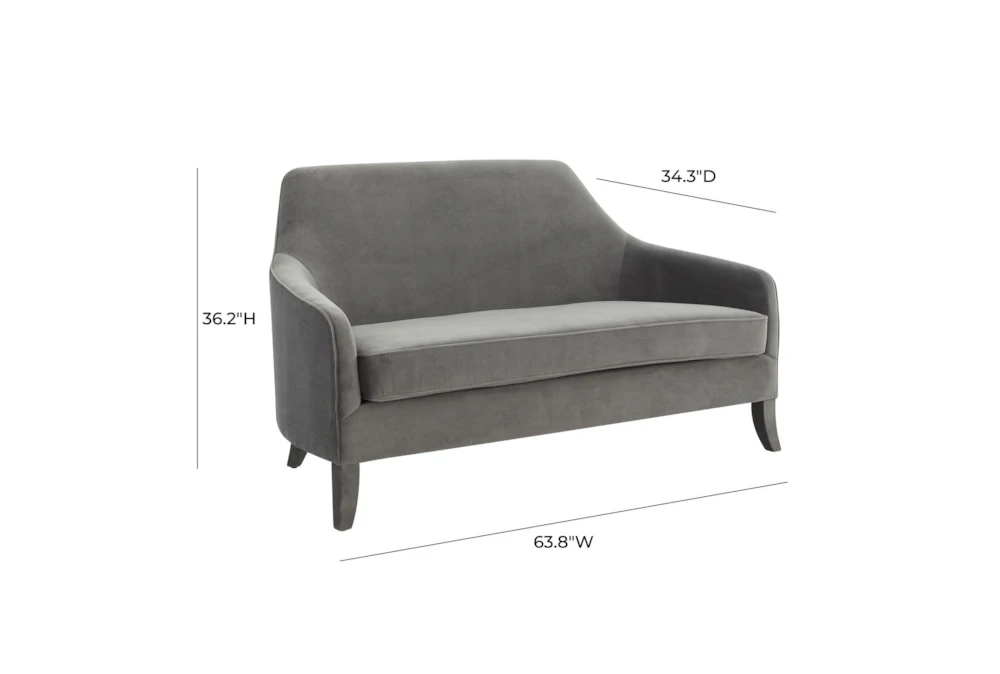 Noel Grey Velvet 64" Loveseat - Image 5