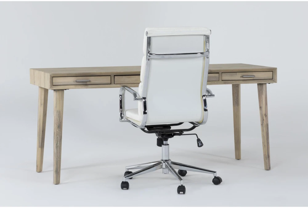 Allen Computer Desk + Moby White High Back Office Chair - Image 2