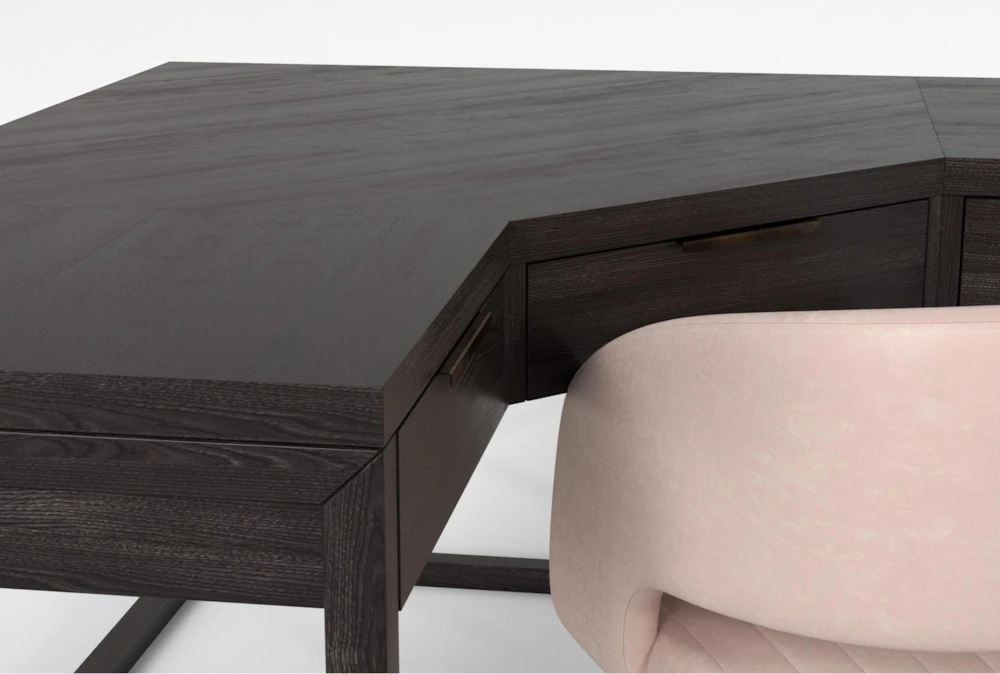 Pierce Espresso Corner Desk + Phoebe Blush Office Chair - Image 7