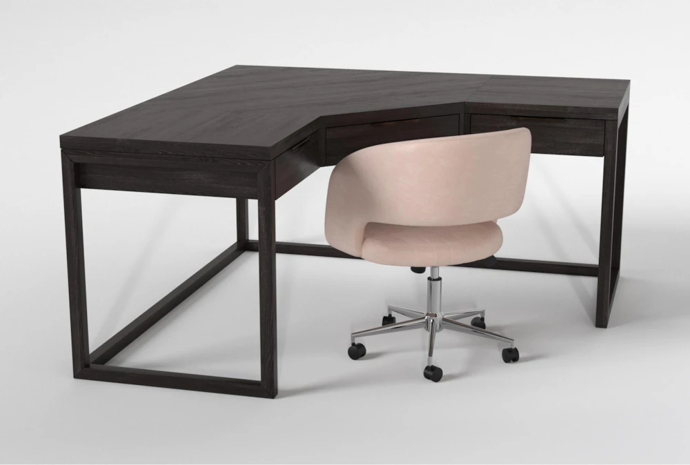 Pierce Espresso Corner Desk + Phoebe Blush Office Chair - Image 2