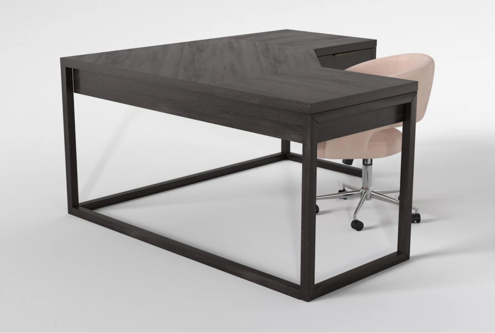 Pierce Espresso Corner Desk + Phoebe Blush Office Chair - Image 4