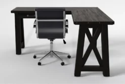 Jaxon Corner Desk + Moby Black Low Back Rolling Office Chair