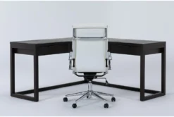 Pierce Espresso Corner Desk + Moby White High Back Office Chair