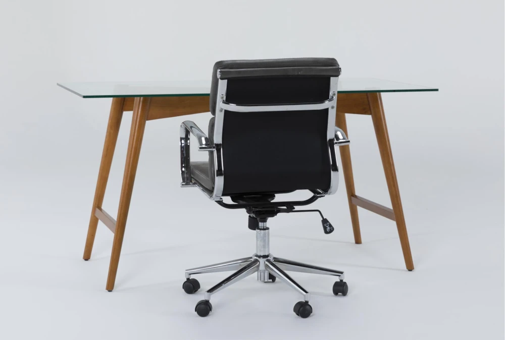 Alton Glass Desk + Moby Grey Low Back Rolling Office Chair - Image 2