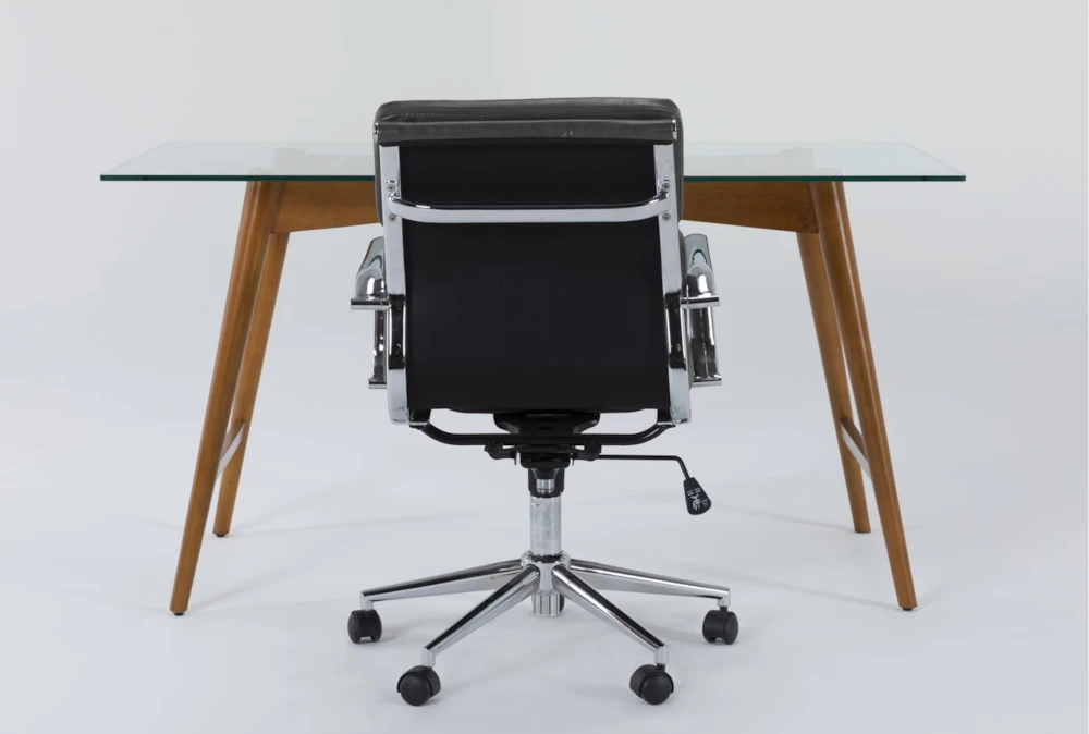 Alton Glass Desk + Moby Grey Low Back Rolling Office Chair