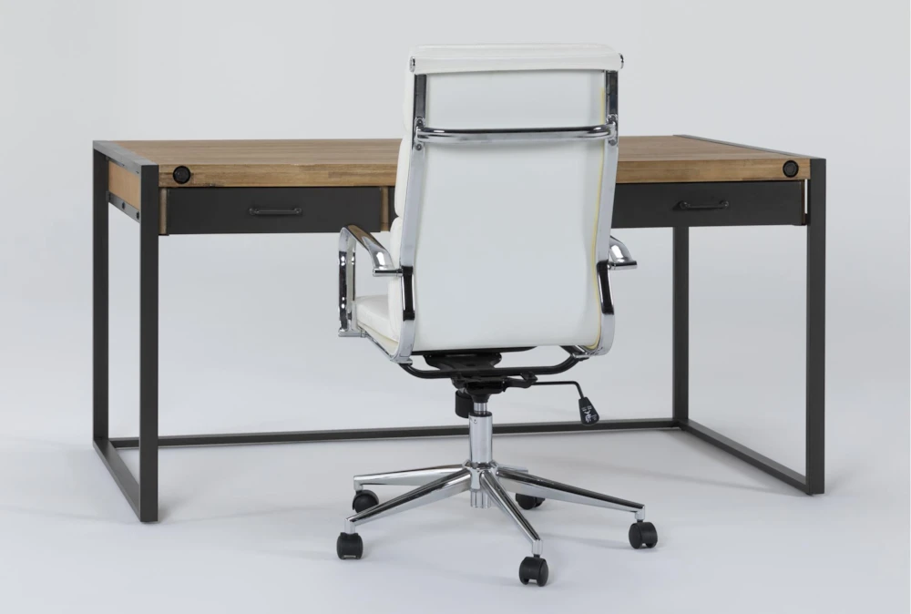 Whistler Desk + Moby White High Back Rolling Office Chair - Image 2