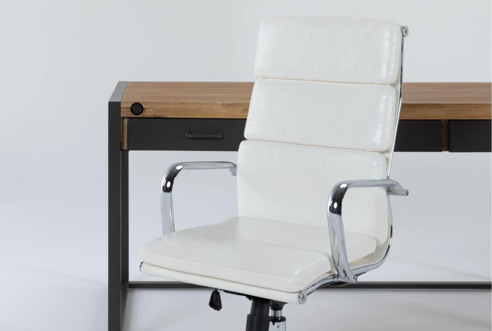 Whistler Desk + Moby White High Back Rolling Office Chair - Image 3