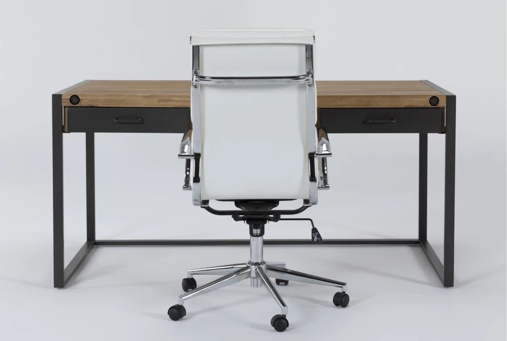 Whistler Desk + Moby White High Back Rolling Office Chair