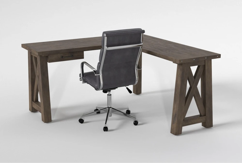 Jaxon Grey Corner Desk+ Moby Grey High Back Rolling Office Chair - Image 2