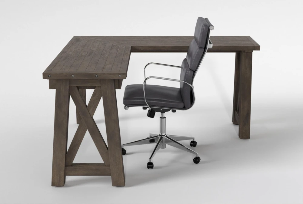 Jaxon Grey Corner Desk+ Moby Grey High Back Rolling Office Chair - Image 4