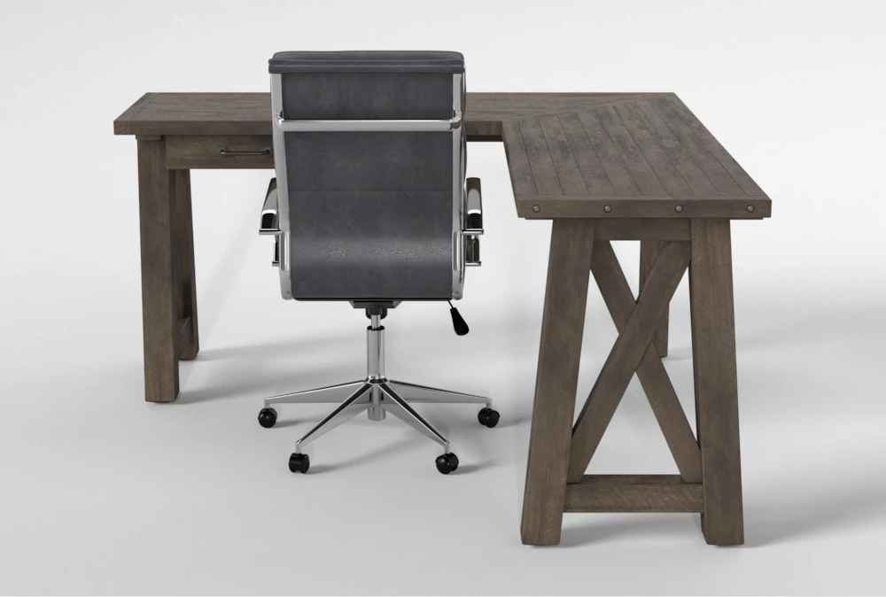 Jaxon Grey Corner Desk+ Moby Grey High Back Rolling Office Chair