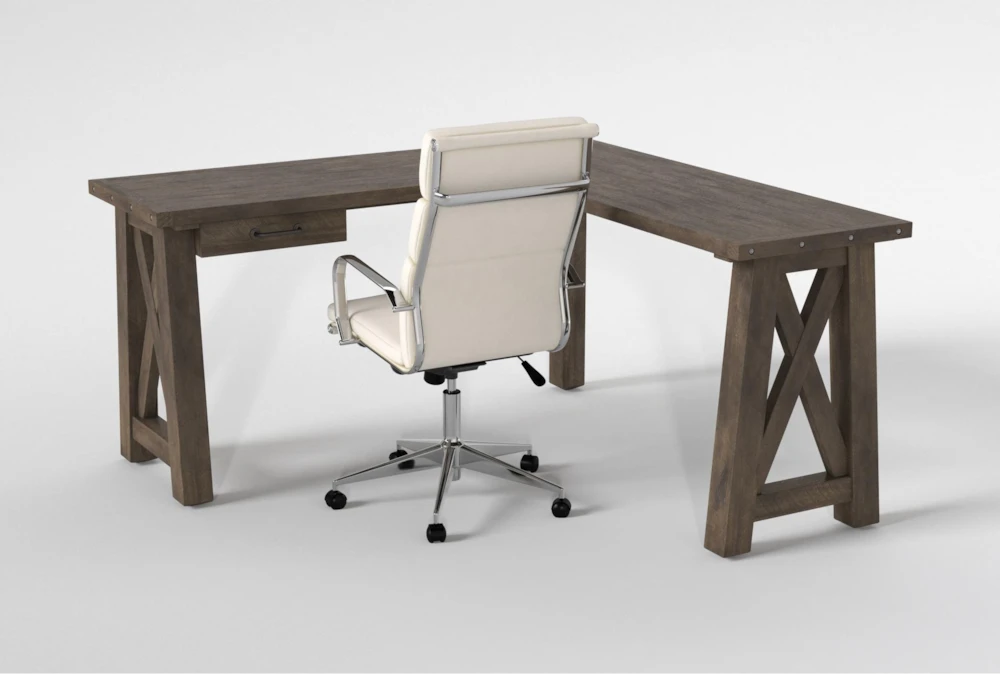 Jaxon Grey Corner Desk + Moby White High Back Rolling Office Chair - Image 2