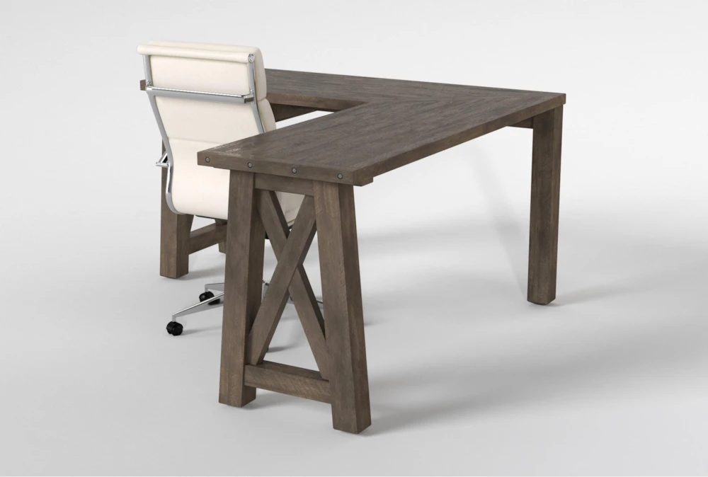 Jaxon Grey Corner Desk + Moby White High Back Rolling Office Chair - Image 3