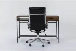 Hollis Writing Desk + Moby Black High Back Rolling Office Chair