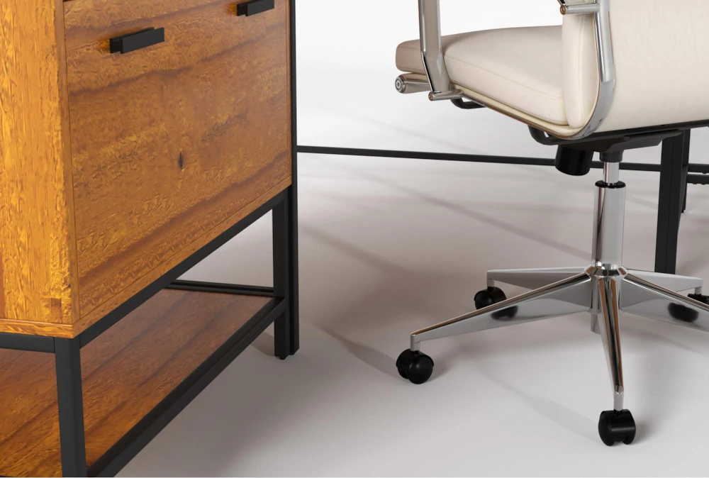 Hollis 3Pc Corner Desk + Moby White High Back Rolling Office Chair - Image 5