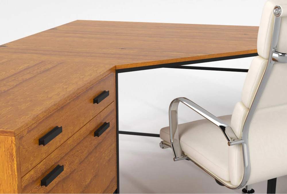 Hollis 3Pc Corner Desk + Moby White High Back Rolling Office Chair - Image 7